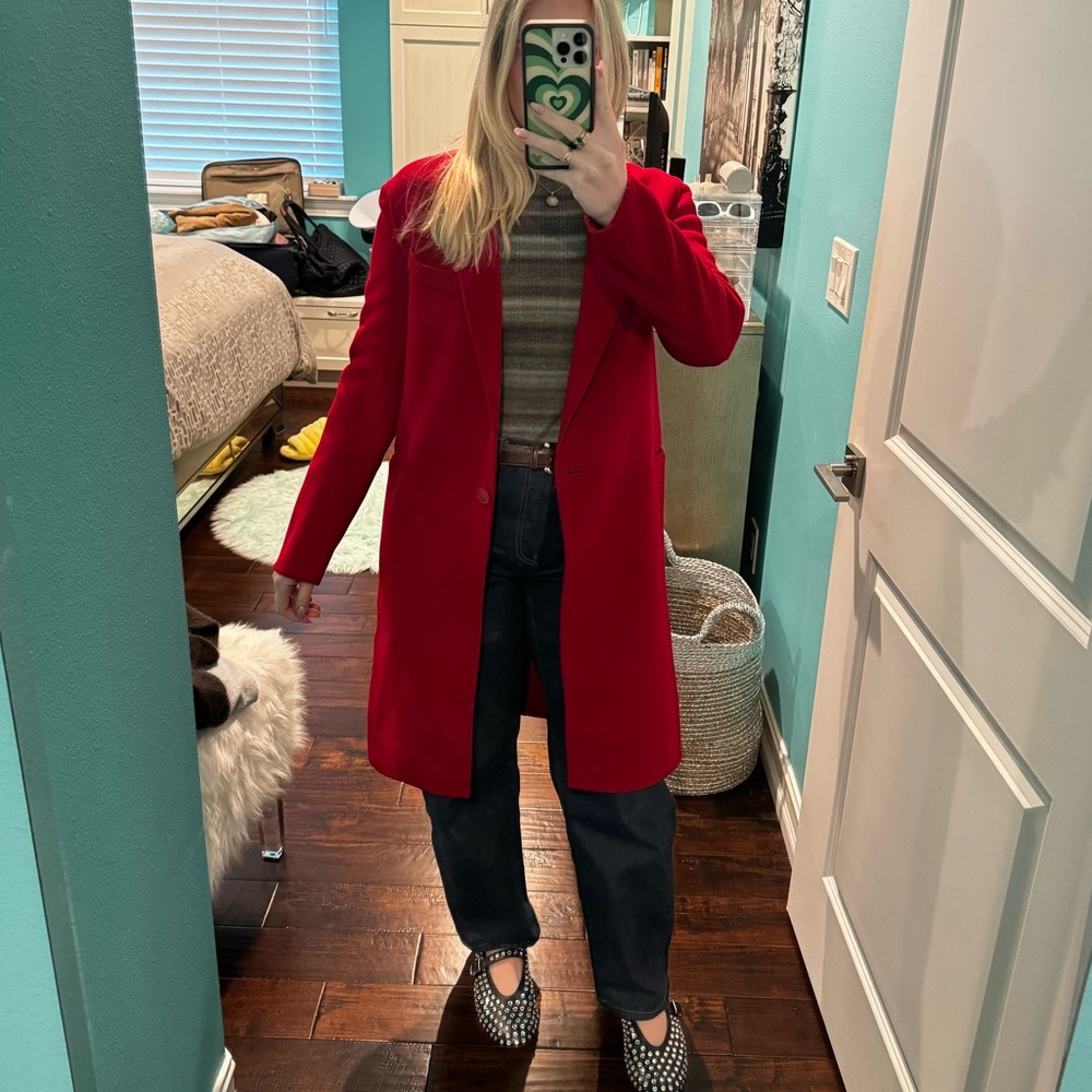 Sandro Paris Classic Red Wool-Blend Coat